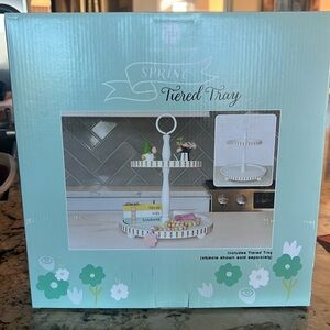 Huntington Home Spring Tiered Tray White Easter Mother’s Day
